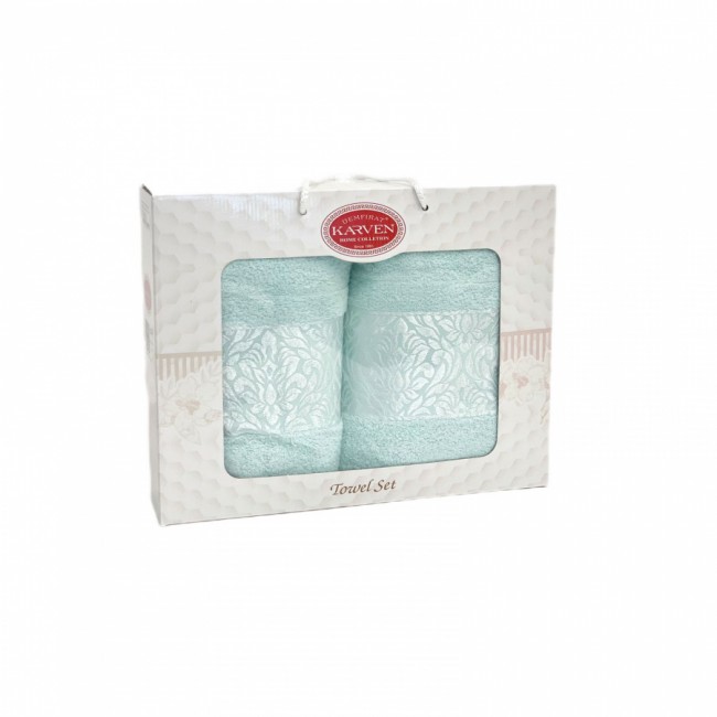 Набор полотенец Карвен "INDIA DAMAKS" махра 50*90/70*140 HS 1693 v3 ментоловый(акция)