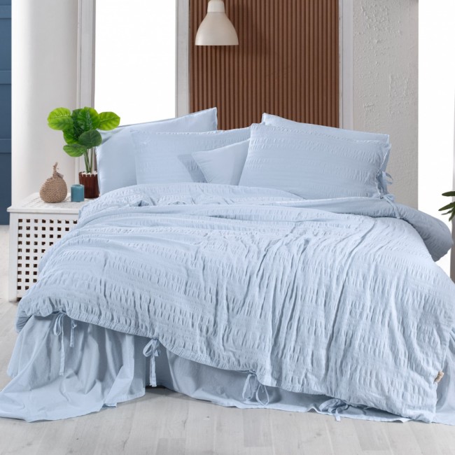 Постельное белье Sarev Mood Comfort жатый хлопок евро N354 LEON v3/Mavi