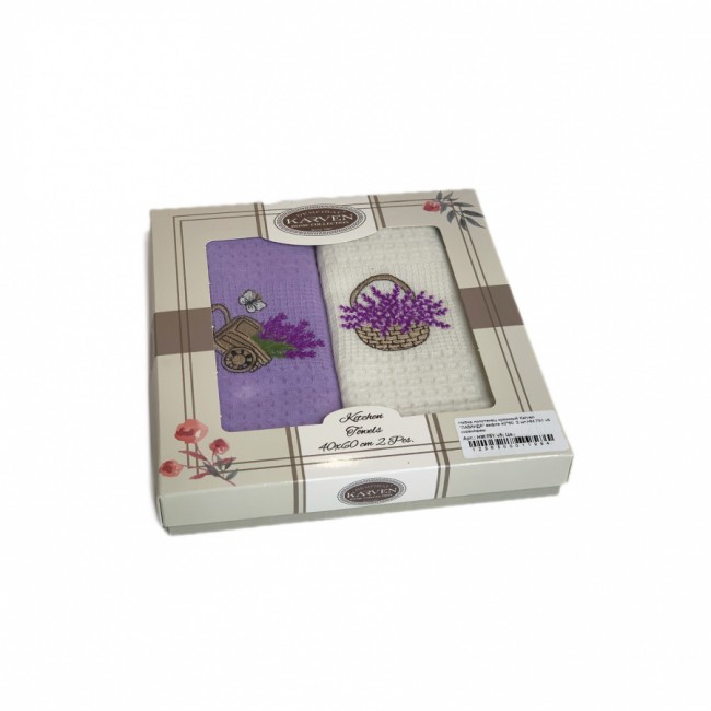Набор полотенец кухонный Karven "ЛАВАНДА" вафля 40*60 2 шт.НМ 751 v5 сирен/крем