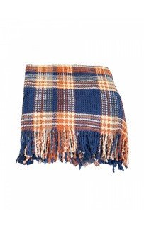 Плед AKSU "INKA" хлопок, бахрома 1.5 спальн. Р883 (V-1)-4 turuncu-gri/оранжево-серый