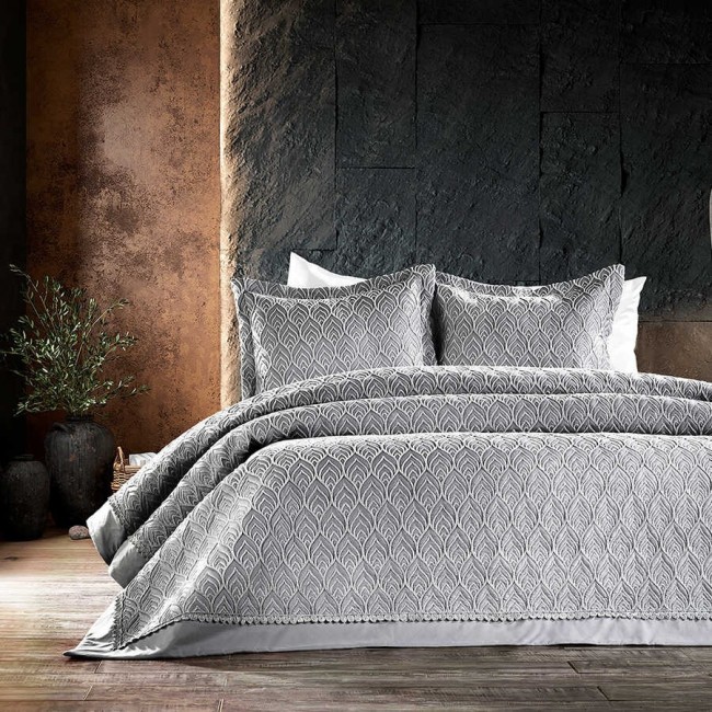 Комплект ZEBRA "LEAF"c наволочками евро 3 предмета серый (Акция)