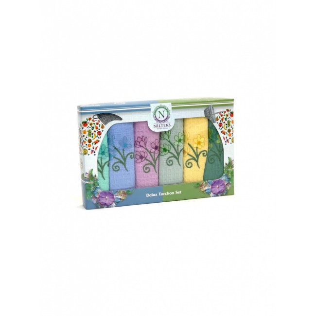 Набор полотенец кухонный "NIL" РОМАШКА вафля 45х70-6шт. НМ708V13 цветные