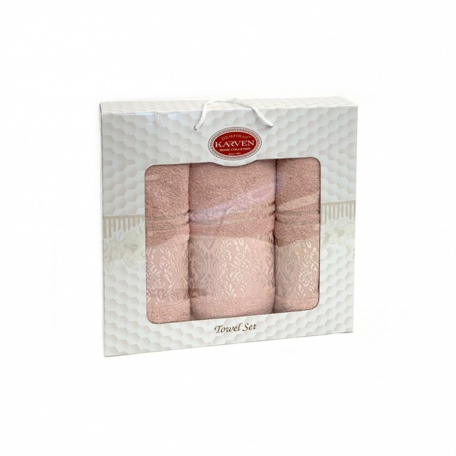 Набор полотенец Карвен "PINK DAMAKS" махра 50*90(2)/70*140 HS 1698 v2 пудровый