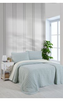 Комплект KARVEN "MUSLIN KARE" хлопок 1.5 сп. 2 пр (160*240 / 50*70) Y836-kare-V5 yesil/зеленый (Акция).