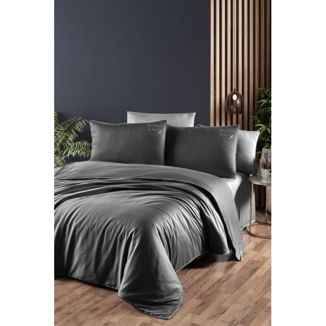 Постельное белье "Карвен" эксклюзив сатин евро Timeless Anthracite