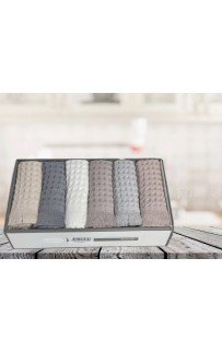 Набор полотенец кухонный Карвен "WAFFLE" 40*70 6шт.вафля,penye с бахромой в коробке НМ 730