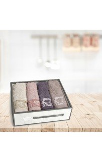 Набор полотенец кухонный Карвен"ELISSA"махра,penye 30*50 4шт в коробке HM 731