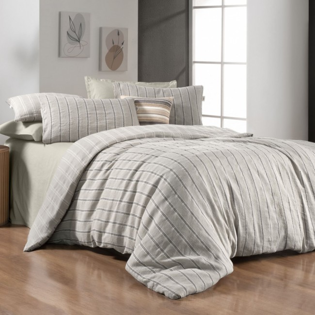 Постельное белье Sarev Mood Comfort жатый хлопок, лен евро N357 MADRID v1/Bej