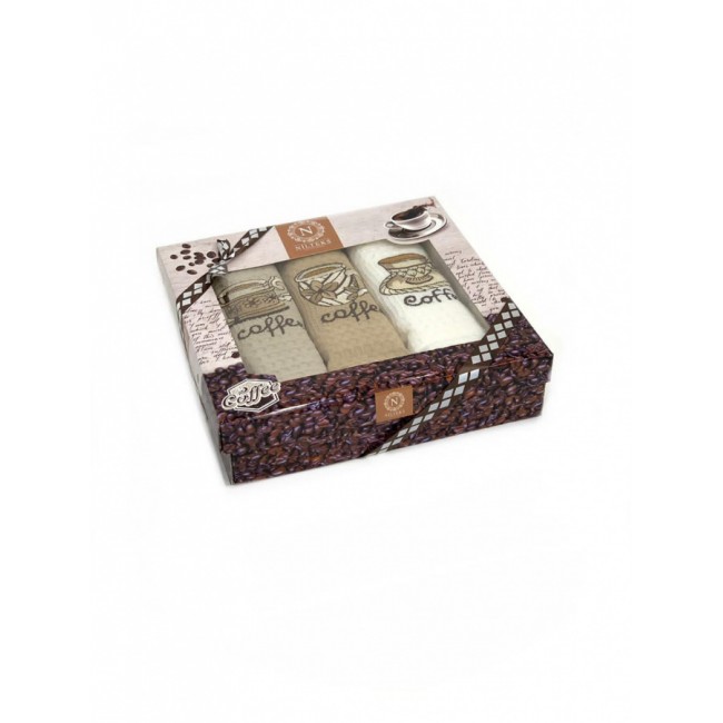 Набор полотенец кухонный NILTEKS "Koffe" вафля 40*60-3 шт. НМ 577 V-20 бежевый