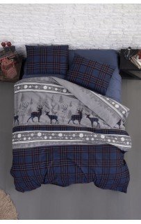 Постельное белье Карвен фланель семейный N245 HAPPINESS Navy Blue