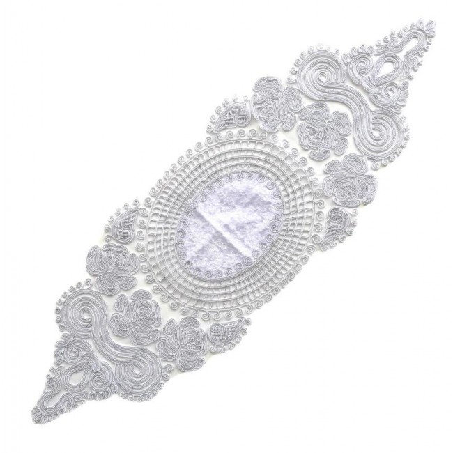 Дорожка Карвен 90*30 велюр с кружевом М838/1446 B01 белый