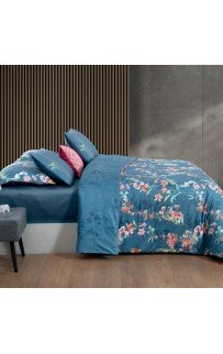 Постельное белье "Sarev" (300 tc) сатин евро N348 LETICIA v1/Mavi.