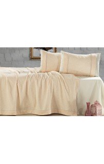 Комплект EVLEN "SOLO" пике (покрывало+наволочки) евро 3 пр (220*240 / 50*70) Y 914 maldiv/персиковый (Акция)