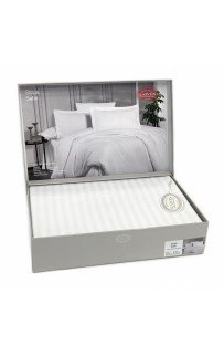 Постельное белье "Карвен" Stripe Satin евро N 163-SS 004 beyaz/белый (Акция)