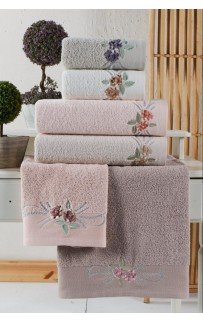 Полотенеце Карвен 70*140 1шт.махра с вышивкой H 7001 ROSE (Акция)
