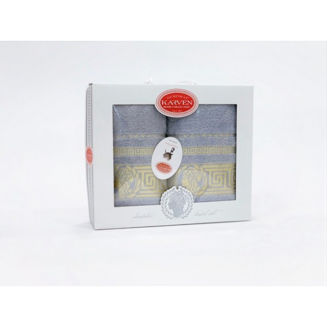 Набор полотенец "Cleopatra" махра 50*90 / 70*140 HS 1494 серый (Акция)