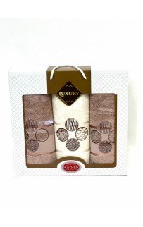 Набор полотенец Карвен "DORT DAIRE" махра 50*90(2)/70*140 HS 1643 v-4 крем/капучино