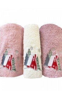 Набор полотенец кухонный "ЗИМА-ДОМ" 3D махра 30*50 3шт. НМ 523(V-1)-21 пудровый/сиреневый