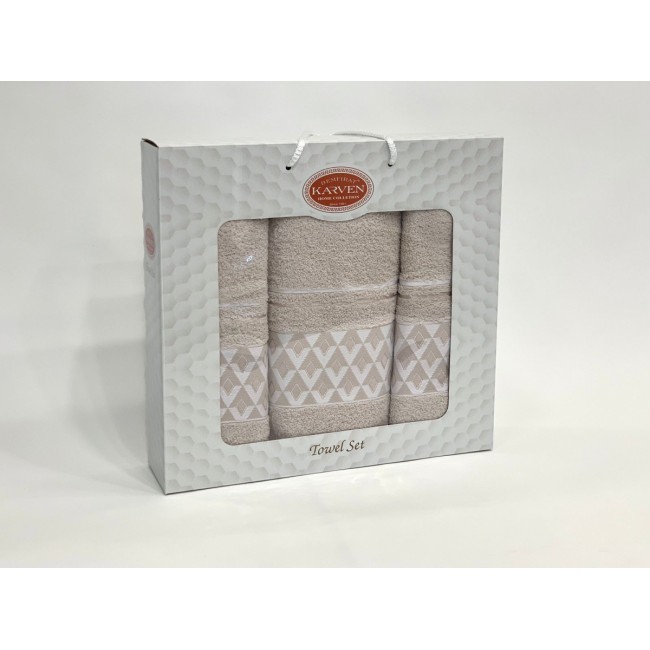 Набор полотенец Карвен "PIRAMIT" махра 50*90(2)/70*140 HS 1667 v3 св.бежевый
