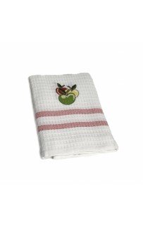 Полотенце кухонное Карвен вафля вышивка 50*75 12 шт. HM 779 v7 красный Яблоки (Акция)