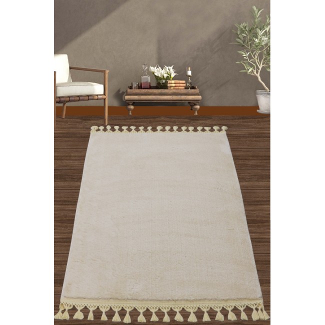 Ковер Карвен POST DOKUMA SACAKLI/мех с бахрамой 80*120 KV 027 bej/бежевый