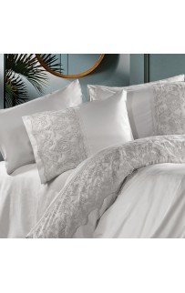 Постельное белье Zebra casa сатин с кружевом евро N169 MORGANA gri Постельное белье Zebra casa сатин с кружевом евро N169 MORGANA gri