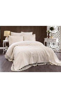 Комплект EVELINA (Покрывало+постельное белье) евро 7 предметов "DIVA" Y 818 крем