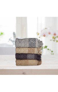 Набор полотенец Карвен "HANZADE" Cotton (penye) 50*90 4шт. махра с бахромой HS 1004