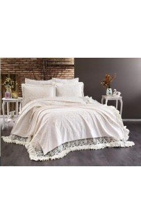 Комплект EVELINA (Покрывало+постельное белье) евро 7 предметов "BATIK" Y 819 крем (Акция)