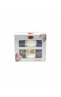 Набор полотенец Карвен "ALTIN YAPRAK"махра 50*90(2)/70*140 HS 1631 v8 крем/сиреневый