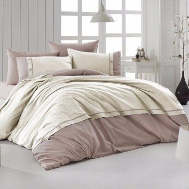 Постельное белье "Карвен" DELUхE ранфорс евро (Raina krem)