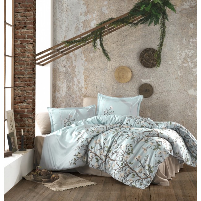 Постельное белье "Карвен" сатин евро Alvin Mint v-1