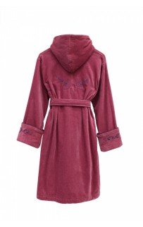 Халат Каrven "УЗОР"женский с капюшоном велюр B 1108 розовая фуксия S