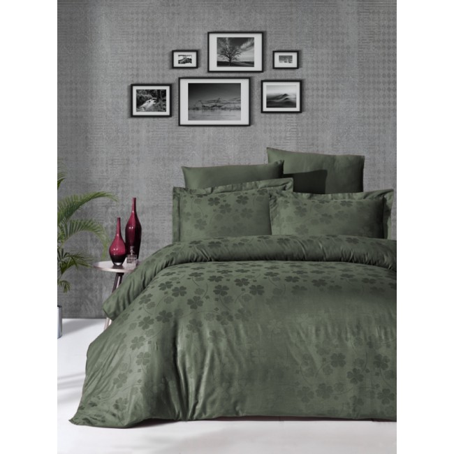 Постельное белье "Карвен" жаккард евро (Clover Haki)
