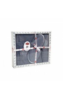 Набор для сауны KARVEN мужской махра (75*150/50*90+тапки) B355(V-2)-2 mavi/синий