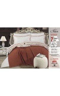 Комплект BATUNUR "ADEN"пике (покрывало +постельное белье с нав ,акфил) евро 7 предметов Y 930 pudra/пудровый (Акция)