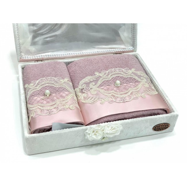 Набор полотенец Карвен "FRANSIZ" махра 50*90 / 70*140 сундук HS 1480 (АКЦИЯ)