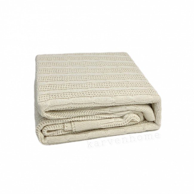 Плед Karven вязанный евро Р 913 v1 кремовый