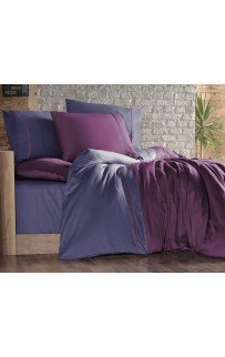 Постельное белье "Карвен" сатин евро (Mor Indigo )