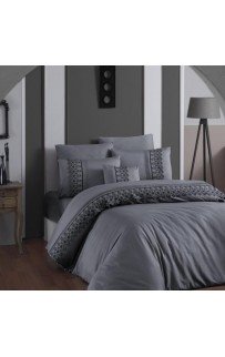 Постельное белье "Карвен" (жаккард с кружевами) евро Mona Gri Постельное белье "Карвен" (жаккард с кружевами) евро Mona Gri