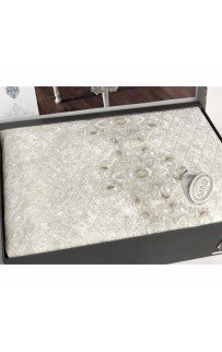 Скатерть Карвен "DATE"160*300 велюр с кружевом M 791 krem/кремовый