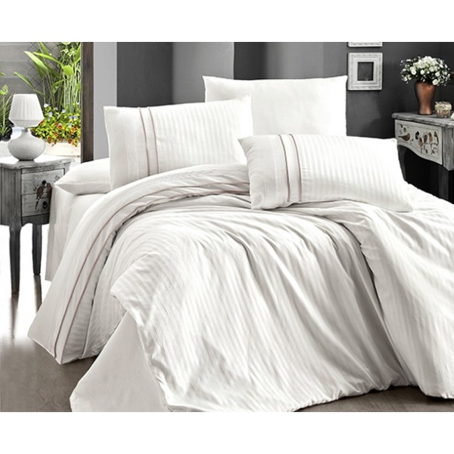 Постельное белье КАРВЕН сатин Де Люкс N045 Stripe Style Cream