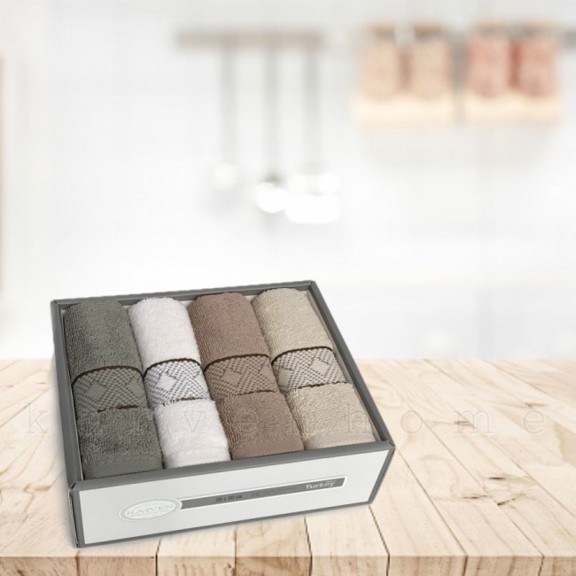 Набор полотенец кухонный Карвен"SIDE"махра,penye 30*50 4шт в коробке HM 731