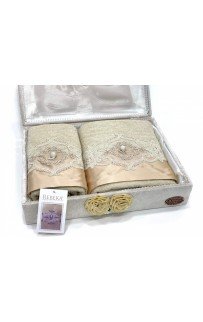 Набор полотенец Карвен "FRANSIZ" махра 50*90 / 70*140 сундук HS 1480 (АКЦИЯ)