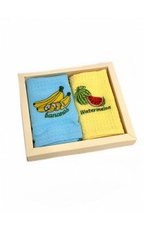 Набор полотенец кухонный "БАНАН" вафля 40*60-2шт. НМ515-V17 голубой/желтый