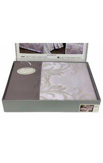 Постельное белье "Карвен" жаккард с оборкой семейный (613) (7пр.) (Акция)