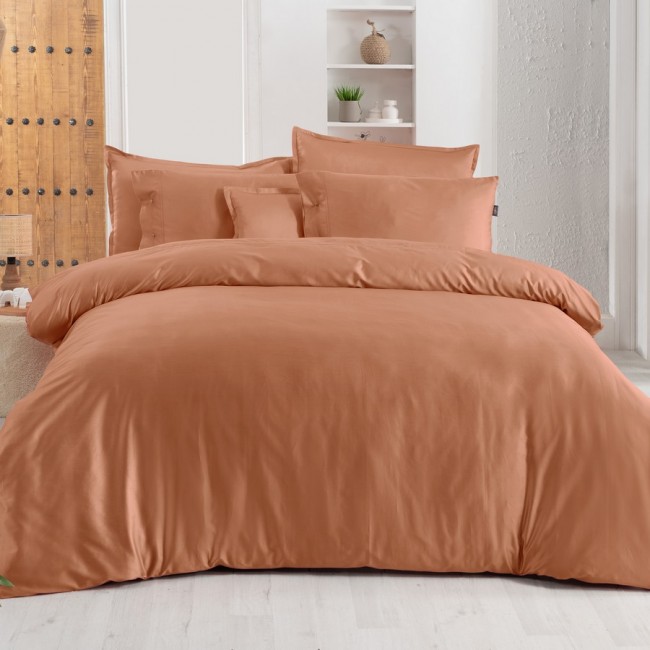 Постельное белье "Sarev" (300 tc) сатин евро N380 MONOCHROME v13/Terracotta