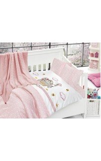 Комплект (детское постельное белье + вязаный плед ) Kitty Pembe