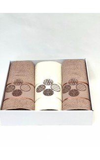 Набор полотенец Карвен "DORT DAIRE" махра 50*90(2)/70*140 HS 1643 v-4 крем/капучино