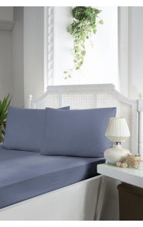 Простынь Карвен на резинке+наволочки 180*200+30см /50*70(2) ранфорс Р 904 v15 indigo/индиго (Акция)